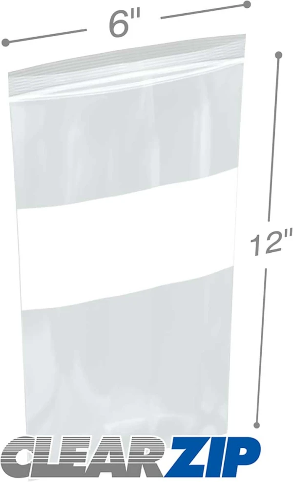 6 x 12 4 mil ClearZip Whiteblock 6 x 12 4 mil ClearZip Whiteblock