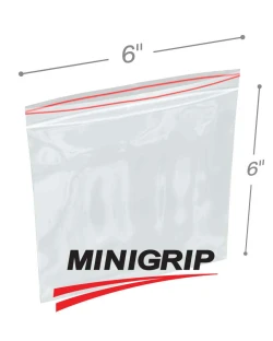 6" x 6" 2 Mil Minigrip Resealable Poly Bags
