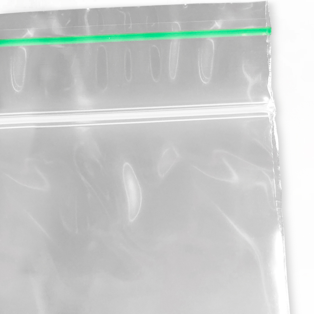 6 x 9 .002 Minigrip Biodegradable Reclosable Zipper and Green Line on Lip