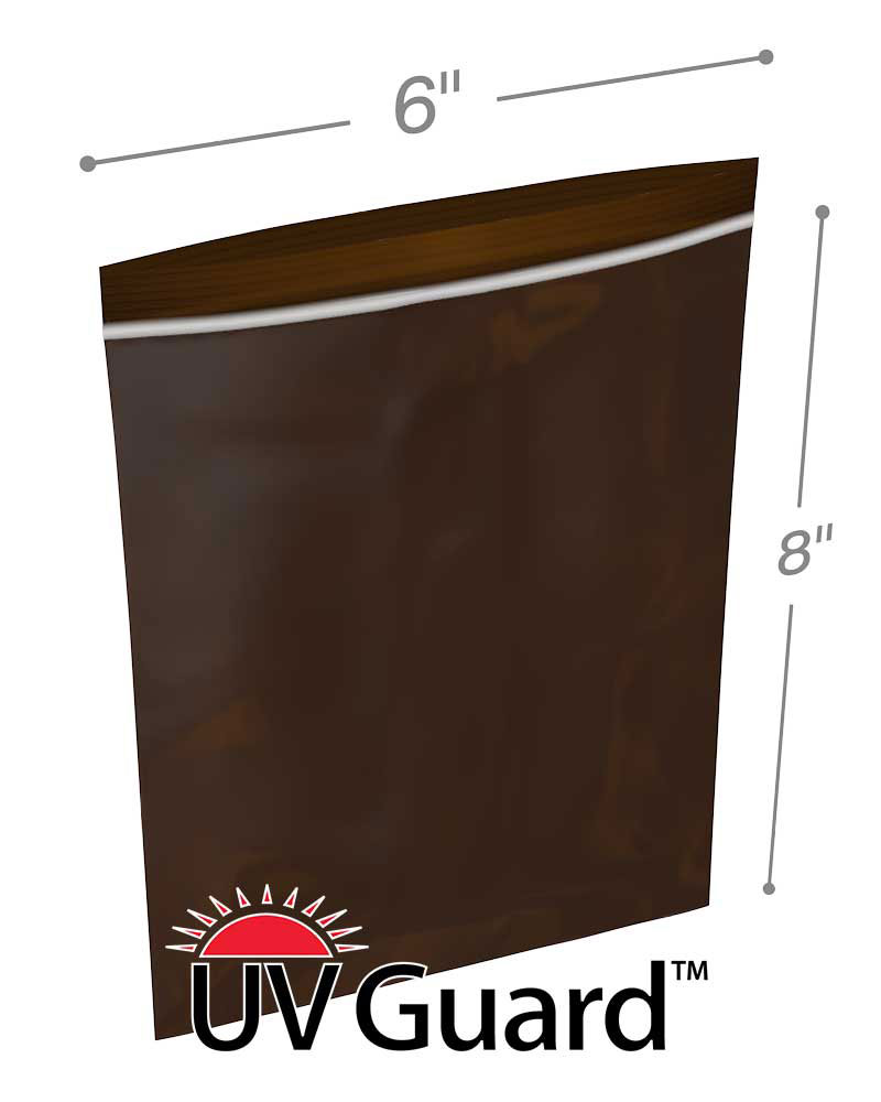 Amber UV Protective Bags 6x8 3Mil MiniGrip Reclosable