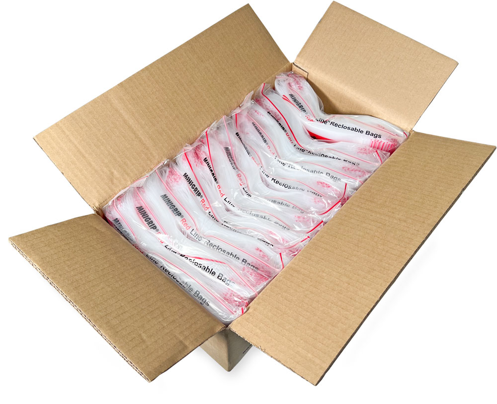 Case of 6x8 4-mil resealable plastic bags with hang hole