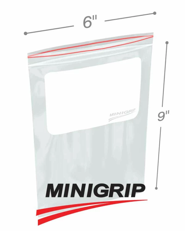 6x9 2Mil Minigrip Reclosable Plastic Bags with Whiteblock