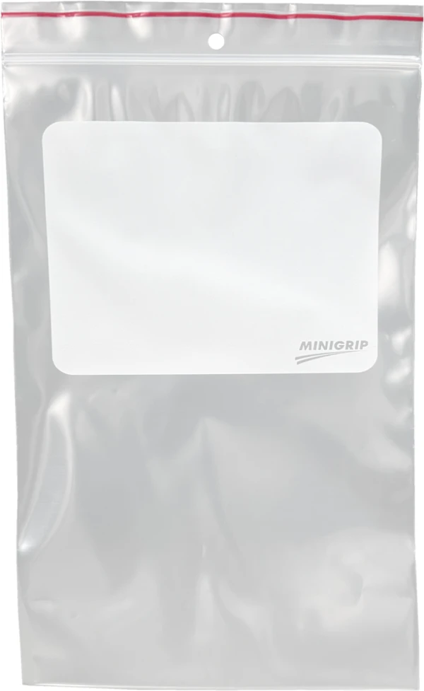 6 x 9 4-Mil Minigrip Resealable Poly Bags with Whiteblock and Hanghole Bags 6 x 9 4-Mil Whiteblock Reclosable Plastic Bags with Hanghole Bags