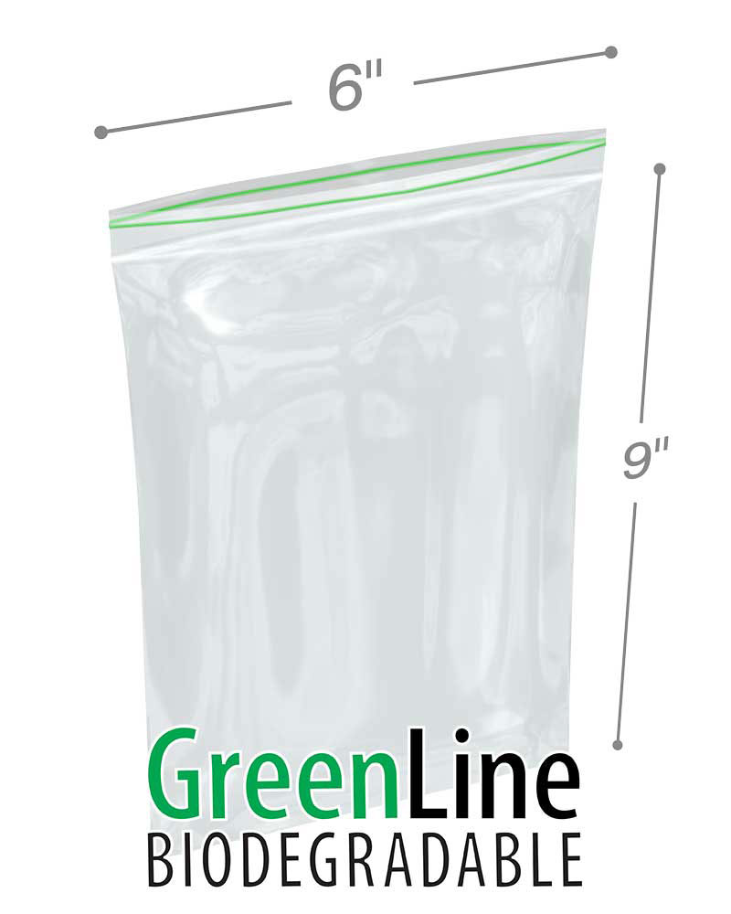 10.6 x 10.75 x 1.8 mil Green Eco-Friendly Poly Ziplock Bags