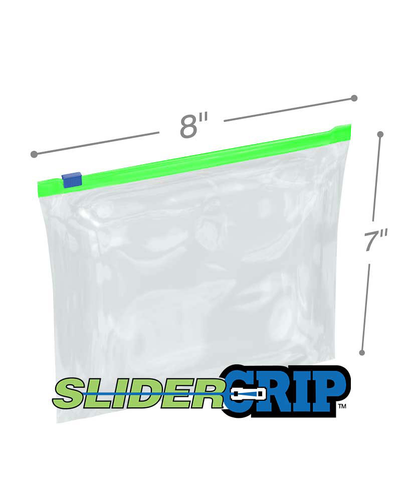 8 x 7 2.7Mil 1-Quart Size SliderGrip Zipper Bags