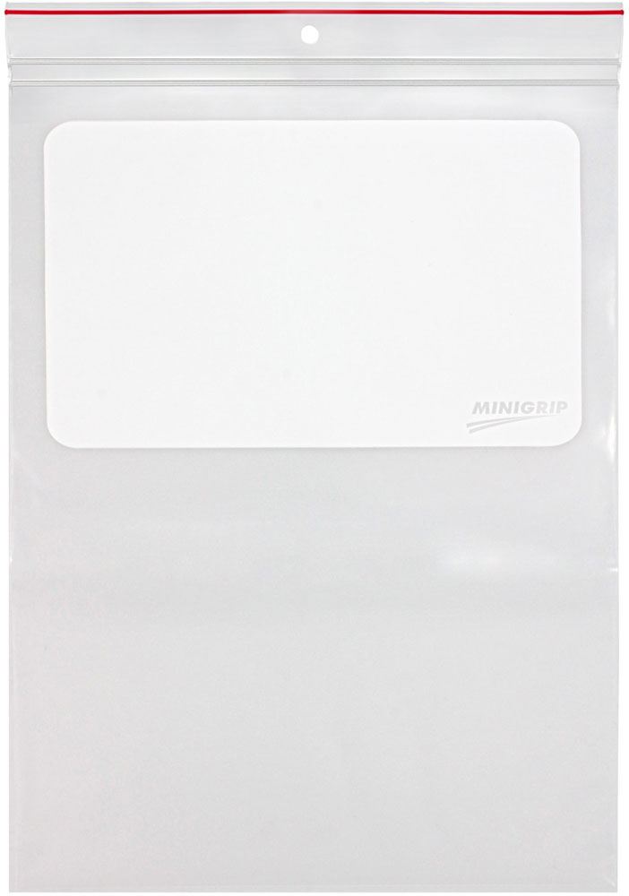 8 x 10 4-Mil Whiteblock Reclosable Plastic Bags & Hanghole