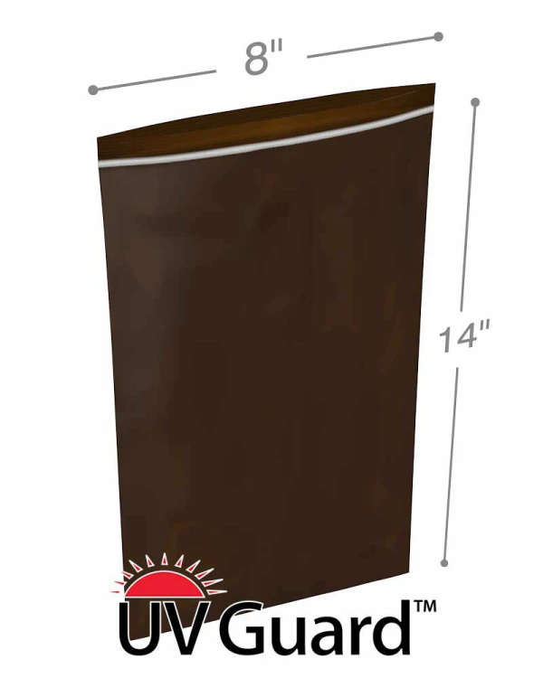 Amber UV Protective Bags 8x14 3Mil MiniGrip Reclosable