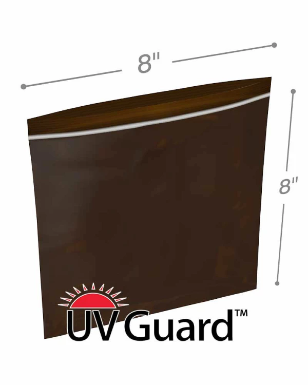 Amber UV Protective Bags 8x8 3Mil MiniGrip Reclosable