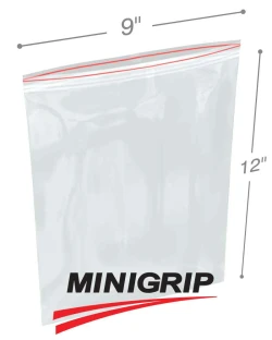 9" x 12" 2 Mil Double Zip Minigrip Resealable Poly Bags