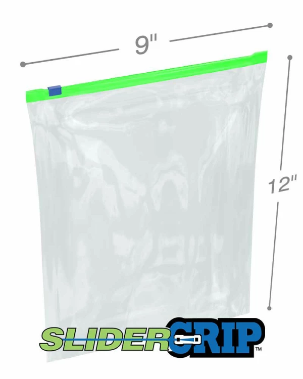 9x12 2.7Mil Letter Size SliderGrip Zipper Bags - 250 per case