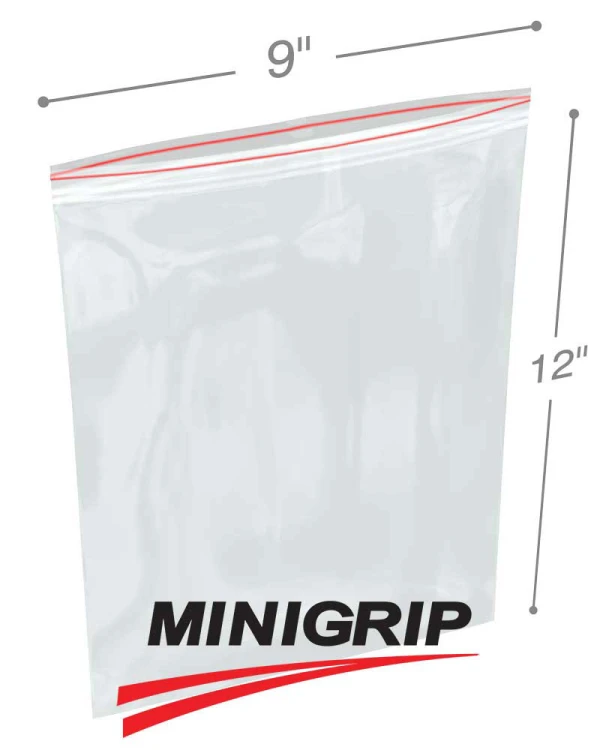 9x12 4 Mil Double Zip Reclosable MiniGrip Poly Bag Double Zip 9 x 12 4 Mil Resealable Poly Bag