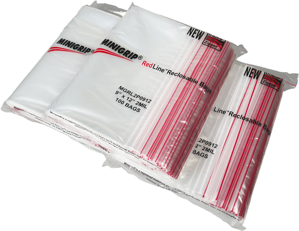 Innerpacks of Double Zip 9 x 12 2 Mil Resealable Poly Bags