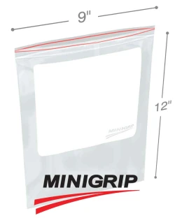 9" x 12" 2 Mil Double Zip Minigrip Resealable Poly Bags with Whiteblock