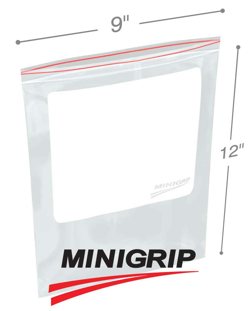 Double Zip 9 x 12 2-mil whiteblock reclosable plastic bags