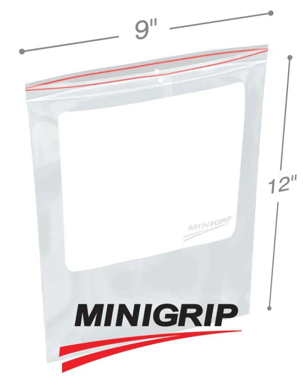 9x12 4Mil Minigrip Reclosable Plastic Bags with Whiteblock