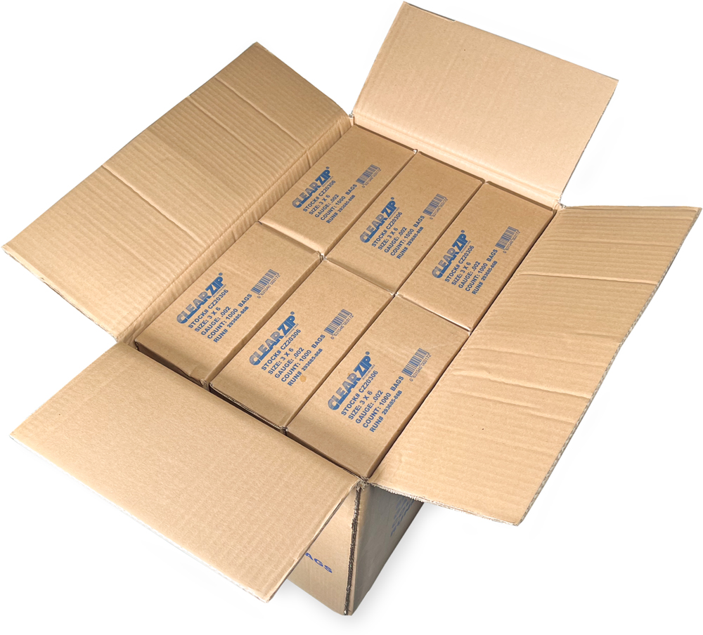 Master case of 3 x 6 Clearzip Locking Top Bags 2 Mil