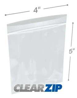4" x 5" 2 Mil Clearzip Lock Top Bags