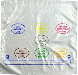 10" x 8.5" + 2" + 2" Saddle Pack Portion Control Bags Printed All Days