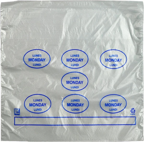 6.5 x 7 + 1.75 + 1.75 Saddle Pack Portion Control Bags Printed Monday 6.5 x 7 + 1.75 + 1.75 Saddle Pack Portion Control Bags Printed Monday