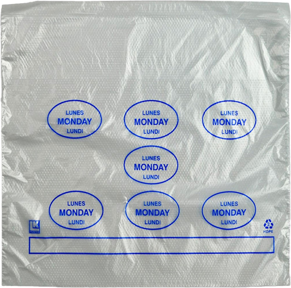 6.5 x 7 + 1.75 + 1.75 Saddle Pack Portion Control Bags Printed Monday