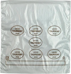 10" x 8.5" + 2" + 2" Saddle Pack Portion Control Bags Printed "Thursday"