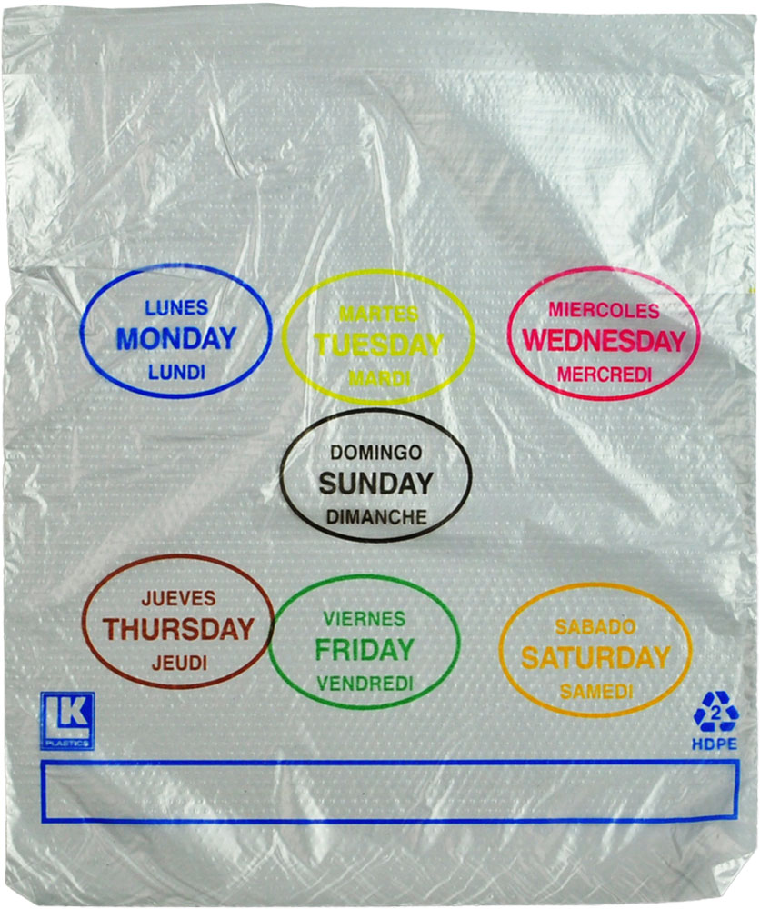 6.5 x 7 + 1.75 + 1.75 Saddle Pack Portion Control Bags Printed All Days