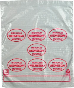 6.5" x 7" + 1.75" + 1.75" Saddle Pack Portion Control Bags Printed "Wednesday"