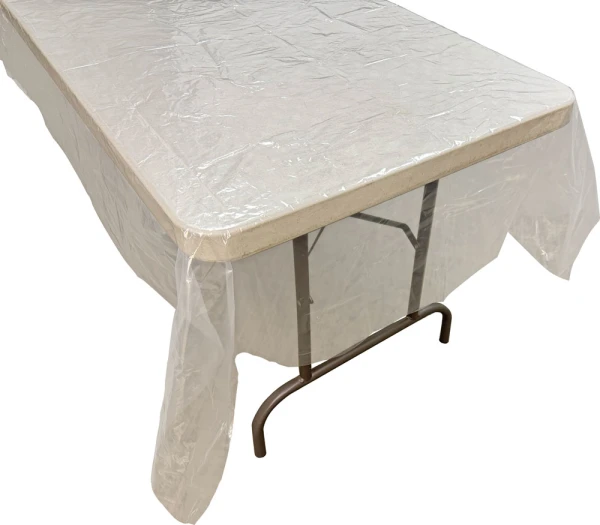 66 x 54 Clear Pre-Cut Disposable Plastic Tablecloth 66 x 54 Disposable Plastic Tablecloth Clear