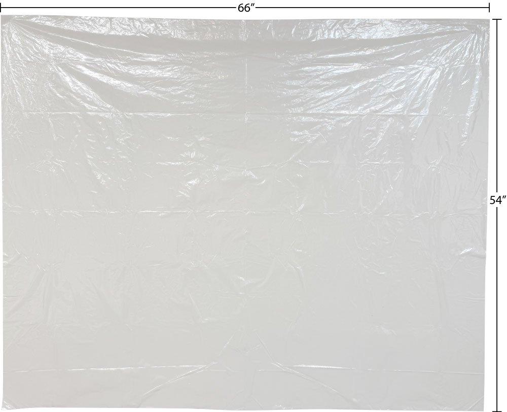 Dimensions of 66 x 54 Flat Disposable Plastic Tablecloth Clear