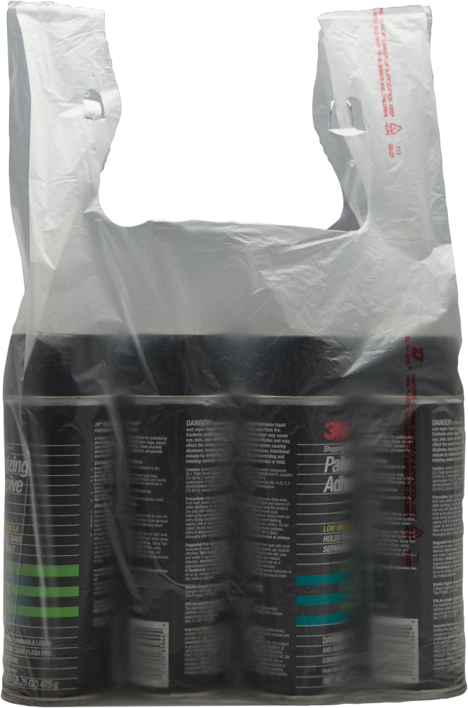 1/6 Size Clear Plastic Shopping Bags with Warning 0.55 Mil 1000/case