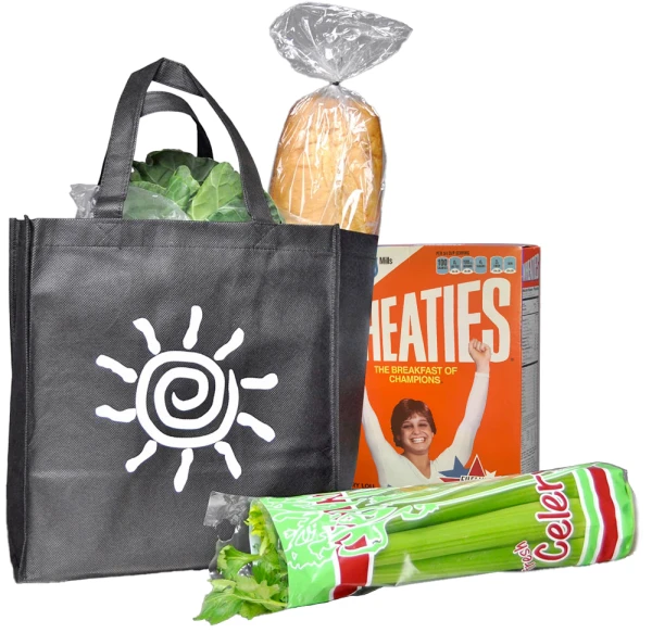 12.5 x 13.5 + 8.5"Grocery Tote Bag with Groceries