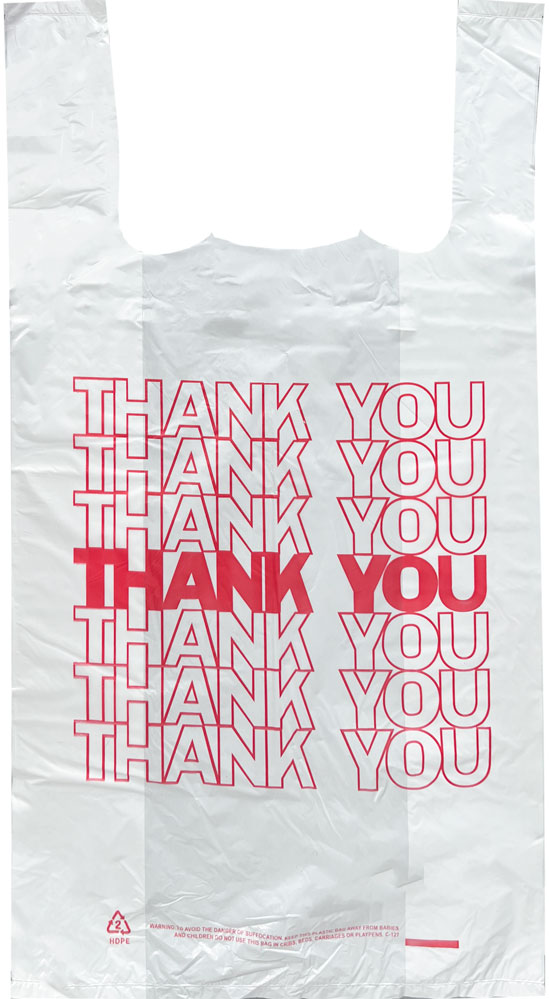 10 x 5 x 18 Retail Thank You Bags 0.65 Mil 10 x 5 x 18 HDPE Plastic Large Thank You Take Out Bags