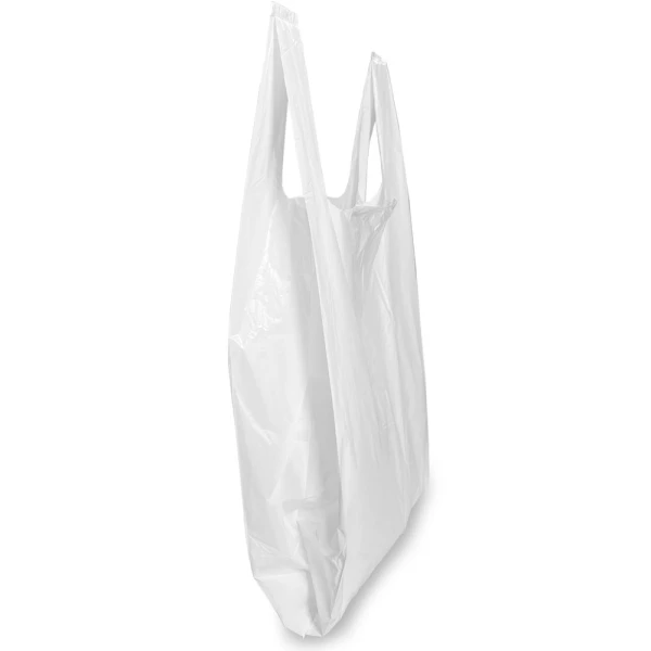 10 x 5 x 18 White T-Shirt Bags 0.65 Mil Medium Side Gusset Side Gusset of 10 x 5 x 18 White T-Shirt Bags 0.65 Mil Medium
