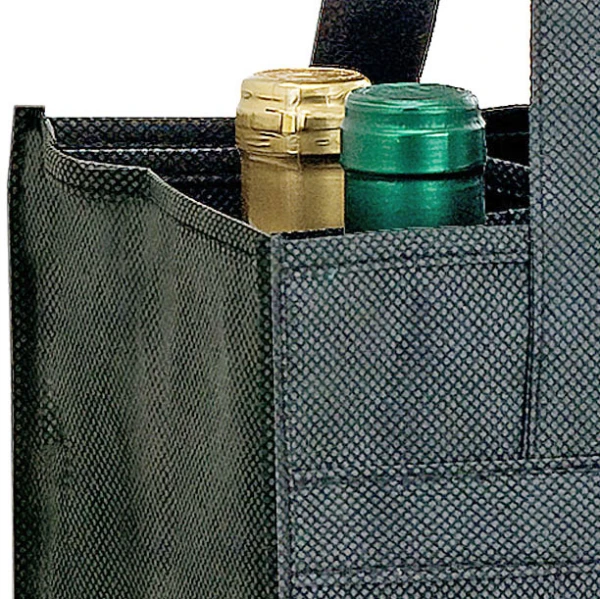 10x7x11 Black Non Woven 6 Bottle Wine Tote 10 x 7 x 11 + 7 Black Non Woven 6 Bottle Wine Tote