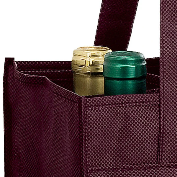 10x7x11+7 Burgundy Non Woven 6 Bottle Wine Tote 10 x 7 x 11 + 7 Burgundy Non Woven 6 Bottle Wine Tote