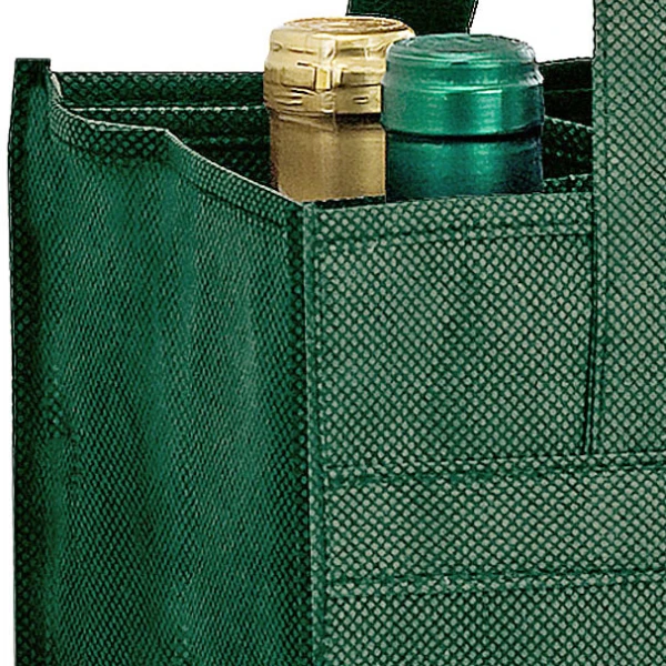 10x7x11+7 Hunter Green Non Woven 6 Bottle Wine Tote 10 x 7 x 11 + 7 Hunter Green Non Woven 6 Bottle Wine Tote