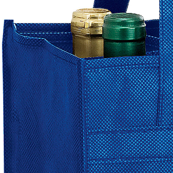 10 x 7 x 11 + 7 Royal Blue Non Woven 6 Bottle Wine Tote 10 x 7 x 11 + 7 Royal Blue Non Woven 6 Bottle Wine Tote