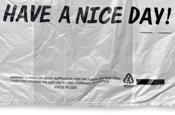 11.5 x 6.5 x 20 Smiley Face Thank You Shopping Bags Suffocation Warning Suffocation Warning Printed on a 11.5 x 6.5 x 20 HDPE Plastic Thank You Smiley Face Take Out Bags