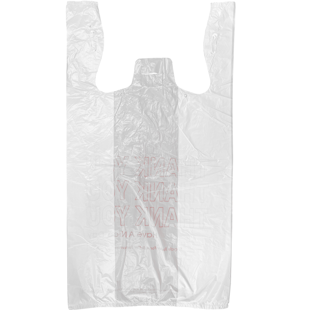Back of 11.5 x 6.5 x 21 Thank You Carry Out T-Shirt Bag 0.6 Mil