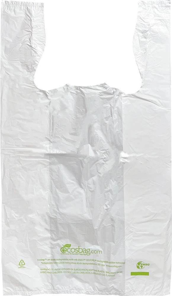 11.5 x 6.5 x 21 Earth Friendly T-Shirt Bags 11.5 x 6.5 x 21 Earth Friendly 0.65 Mil T-Shirt Carry Out Bags