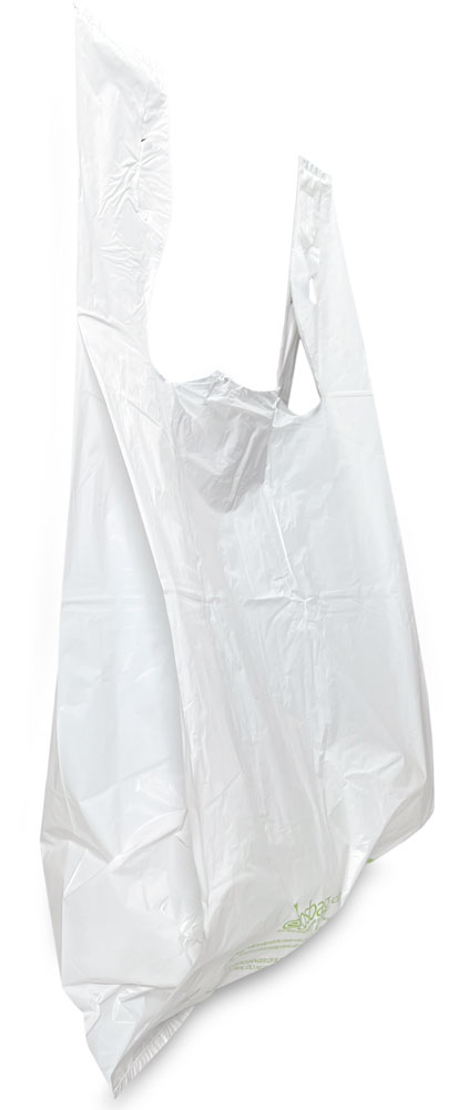 Side Gusset of 11.5 x 6.5 x 21 Earth Friendly T-Shirt Bags 11.5 x 6.5 x 21 Earth Friendly 0.65 Mil T-Shirt Carry Out Bags Side Gusset
