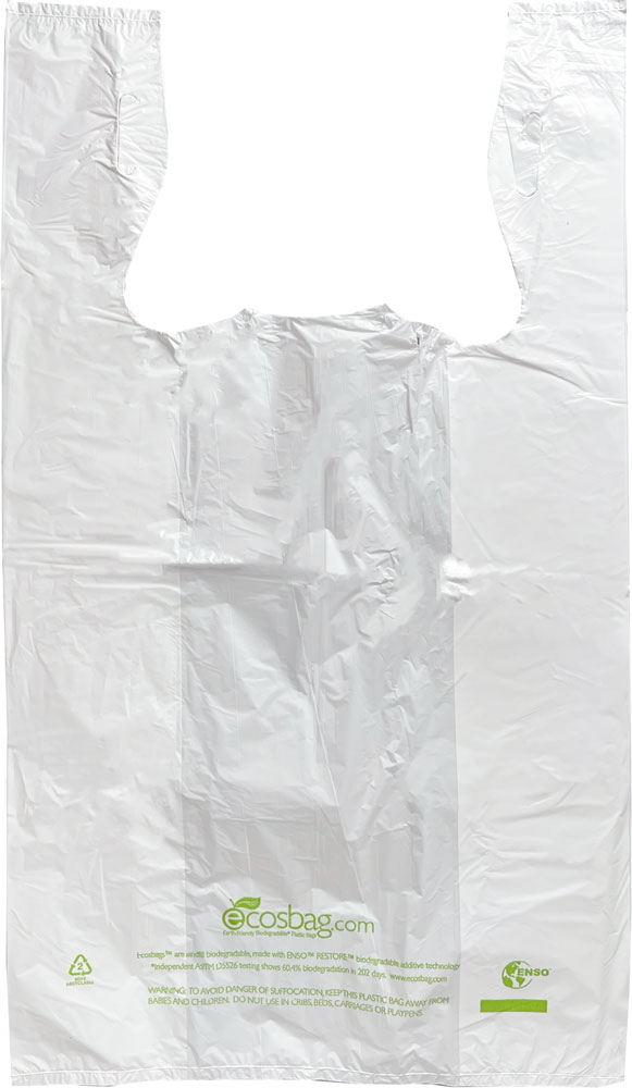 11.5 x 6.5 x 21 Earth Friendly T-Shirt Bags 11.5 x 6.5 x 21 Earth Friendly 0.65 Mil T-Shirt Carry Out Bags