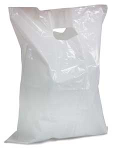 100 15 x 12" White Die Cut  Handhole Plastic Merchandise Bag Handle Hole 