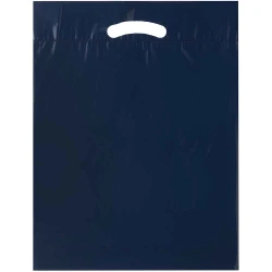 12" x 15" + 3" 2.5 Mil Navy Retail Shopping Bags