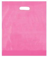 12 x 15 Pink Frosted Die Cut Handle Bags
