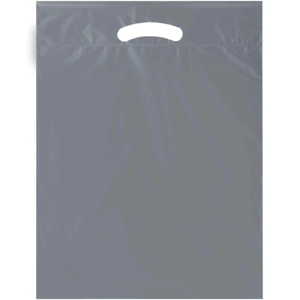 12 x 15 + 3 2.5 Mil Silver Retail Shopping Bags Silver 12 x 15 + 3 2.5 Mil Retail Shopping Bags