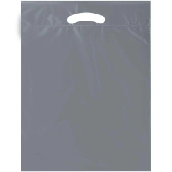 12" x 15" + 3" 2.5 Mil Silver Retail Shopping Bags