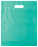 12 x 15 Teal Frosted Die Cut Handle Bags