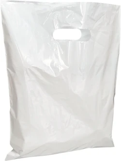 12" x 15" White Die Cut Handle Merchandise Bags 1.25 Mil