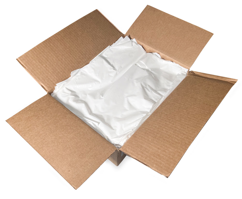 Case of 12 x 15 1.25 Mil Die Cut Handle White Plastic Bags